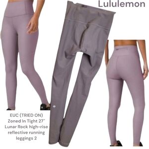 Lululemon Women's Zoned In Tight 27" W5BBNS Lunar Rock HR reflective leggings 2